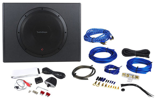 Rockford Fosgate Punch P300-12 Single 12" subwoofer enclosure with 300-watt amp + Blue Amp kit