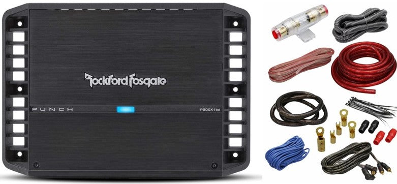 Rockford Fosgate P500X1BD Punch 500 Watt Class-bd Mono Amplifier + Absolute KIT4 Amp Kit