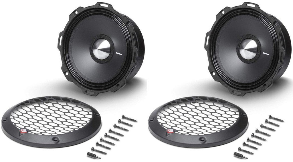 2 Rockford Fosgate PPS4-6 6.5" 400W 4-Ohm Midrange Car Audio Speaker Pair with Fiber Reinforced Paper Cone and Stamp Cast Aluminum Frame