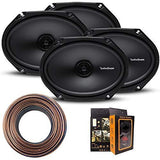 2 Pair Rockford R168X2 Prime 6x8 Inches Full Range Coaxial Speaker with 18 Gauge 100 FT Speaker Wire and Free Mobile Holder