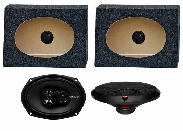 2) Rockford Fosgate R169X3 6x9" 130W Car Speakers + 2) Angled 6x9" Speaker Box
