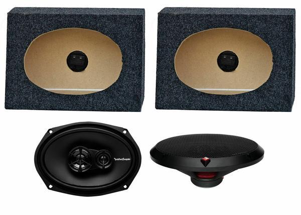 2 Rockford Fosgate R169X3 6x9" 130W Car Speakers + 2 Angled 6x9" Speaker Box