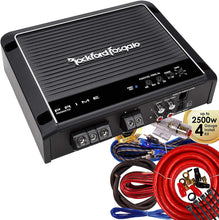 Charger l&#39;image dans la galerie, Rockford Fosgate Prime R500X1D 1-Channel Class D Car Mono Amplifier + 4G Amp Kit