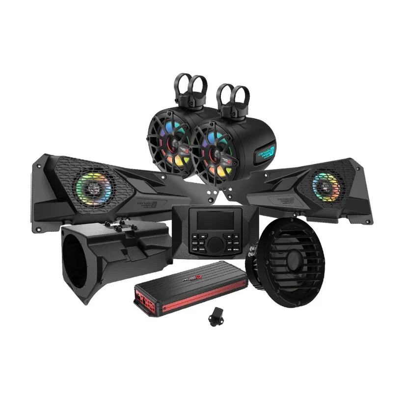 Cerwin Vega RPMRZRKD23 2014+ RZR XP Complete Audio Kit with 6 Ch Digital Amplifier, CMR3 Media Audio Player, 6.5” 2-Way Tower Speaker System and 10” Sealed Marine Subwoofer