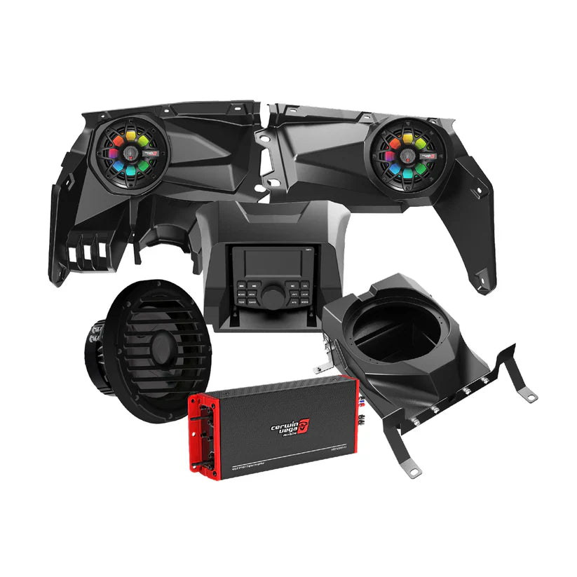 Cerwin Vega RPMX3KM2 2017+ Can Am Maverick X3/X3 Max - Radio, Speakers, and 10” Marine Subwoofer with 4CH Amplifier Kit