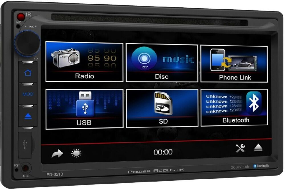 Power Acoustik PD-651B Double DIN Bluetooth In-Dash DVD/CD/AM/FM Car Stereo w/ 6.5" Touchscreen and SD/USB Reader &  Single Double DIN Dash Kit Harness for 2007-2012 Nissan Altima