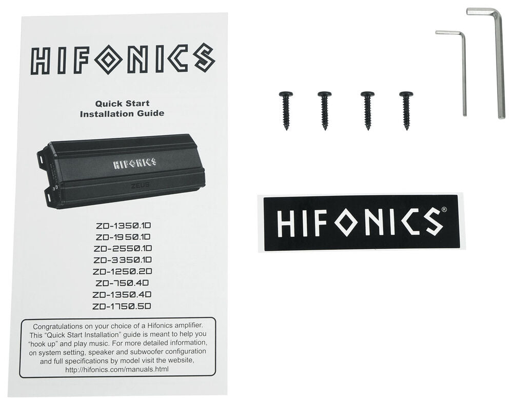 Hifonics ZD-750.4D 750 Watt RMS Zeus Delta Series Class-D 4-Channel Car Amplifier + 0 Gauge Amp Kit