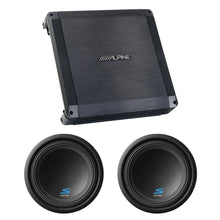 Load image into Gallery viewer, Alpine BBX-T600 300W 2 Channel Amplifier with Pair of S-W12D4 12&quot; Subwoofers