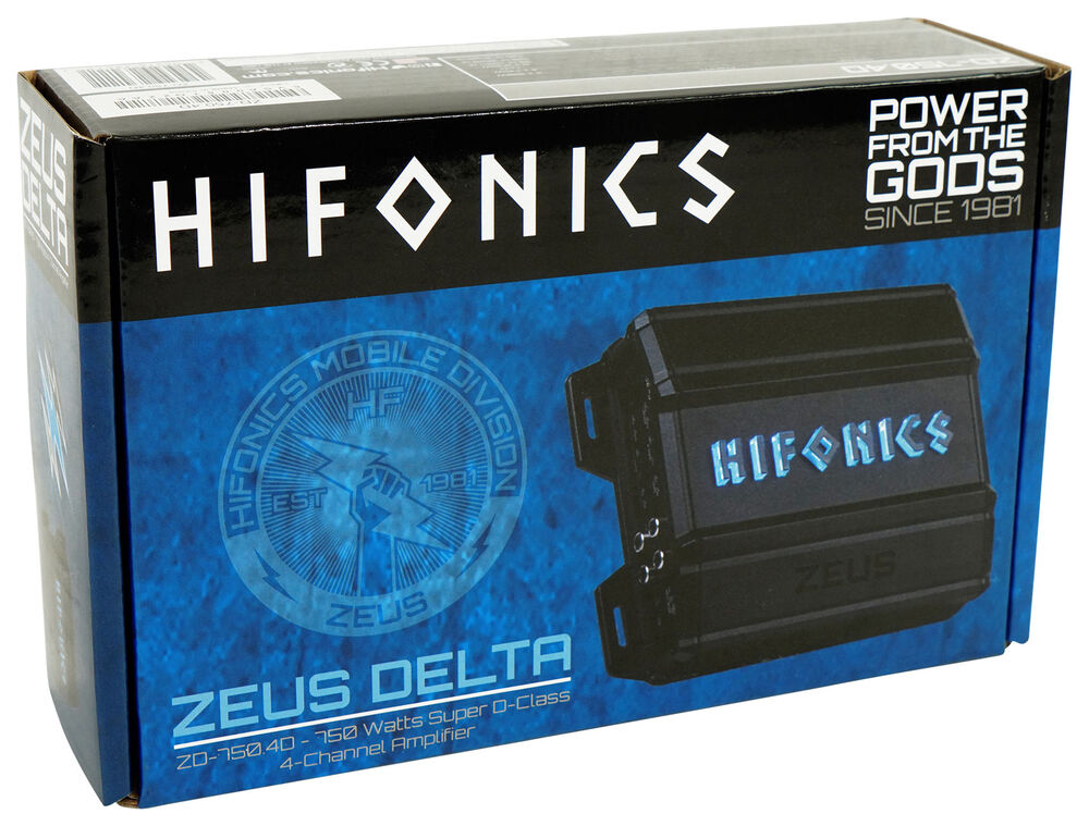 Hifonics ZD-750.4D 750 Watt RMS Zeus Delta Series Class-D 4-Channel Car Amplifier + 0 Gauge Amp Kit