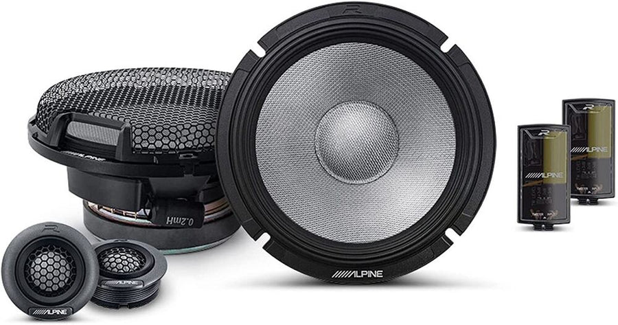 Alpine R2-S65 6.5" Coaxial+R2-S65C Component Speakers + R2-A60F Amplifier Bundle