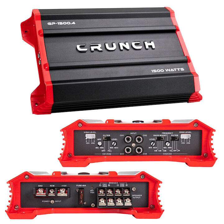 Crunch Ground Pounder GP-1500.4 1500W Max 4 Channel Class AB 1500 Watts Car Amplifier