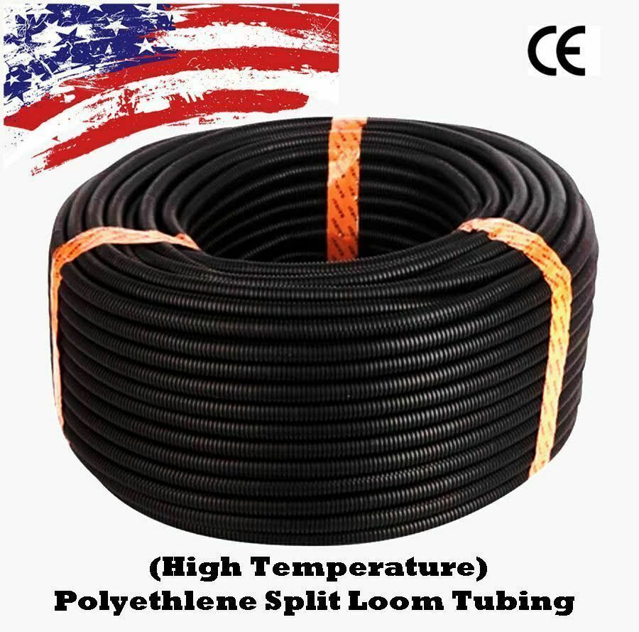 25 Feet 1" Split Wire Loom Conduit Polyethylene Tubing Black Color Sleeve Tube RV