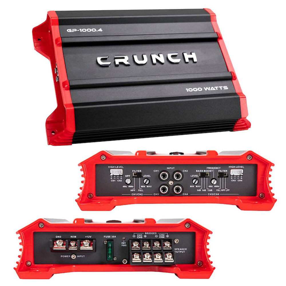 Crunch Ground Pounder GP-1000.4 1000W Max 4 Channel Class AB 1000 Watts Car Amplifier