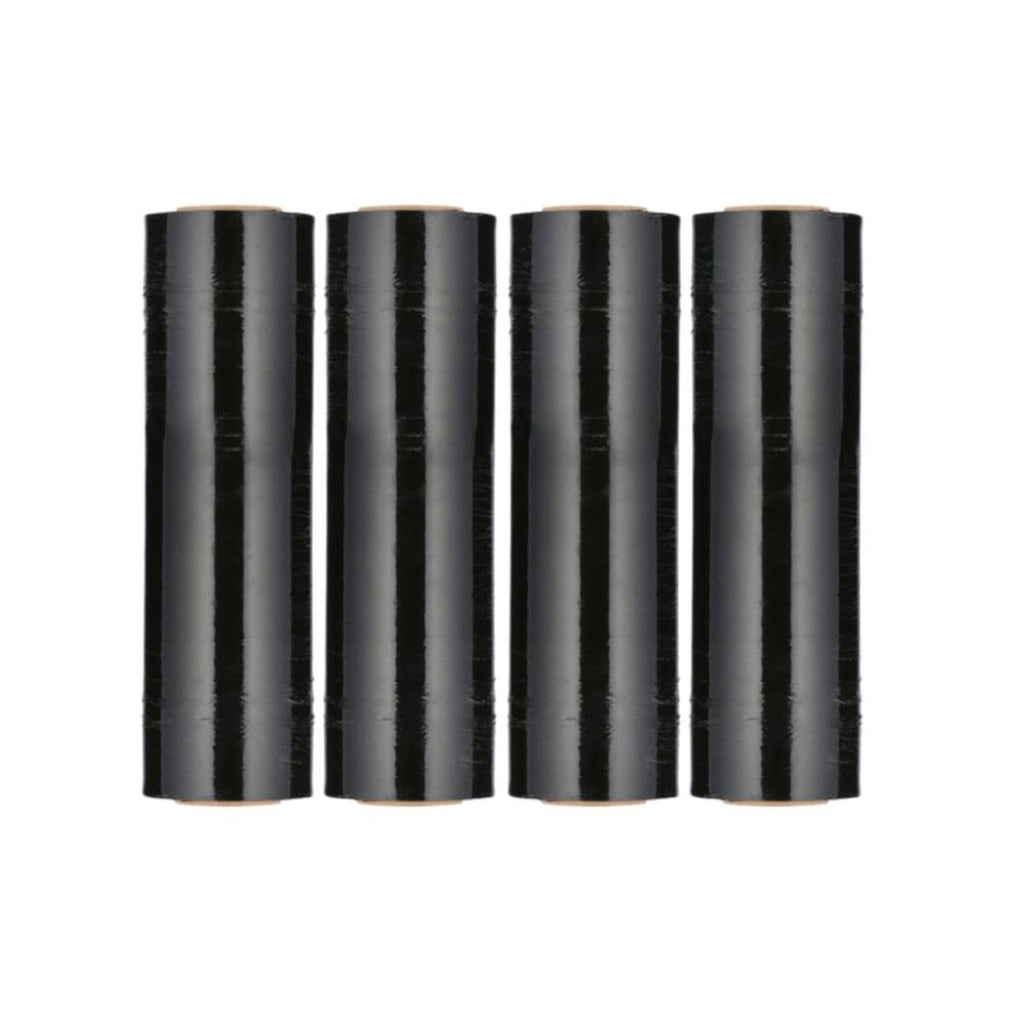 4 Rolls BLACK Hand Pallet Shrink Wrap Plastic Stretch Film 18" Wide 1500SQFt.