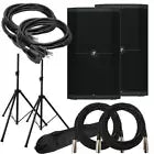 2 Mackie Thump212XT 1400W 12" Powered Speaker 2-Way Digital Mixer Bluetooth Speaker Stand XLR Cables