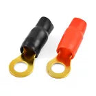 Patron P0GRT10 0 Gauge Gold Ring Terminal 10 Pack 1/0 AWG Wire Crimp Cable Red Black Boots 5/16