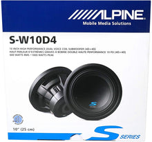 Load image into Gallery viewer, Alpine S-W10D4 Car Subwoofer&lt;br/&gt; 1800W Max, 600W RMS 10&quot; S-Series Dual 4 Ohm Car Subwoofer