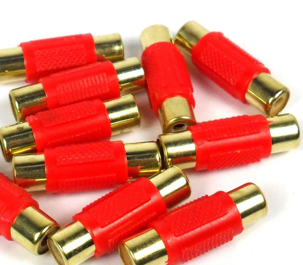 Absolute FF-100R-20 Gold Red RCA Female-to-Female Coupler Adapter 20 Pack
