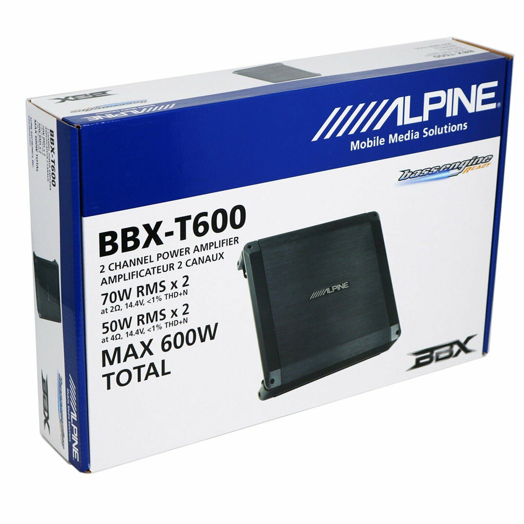 Alpine BBX-T600 300 Watt 2 Channel or Mono Car Amplifier +4 Gauge Amp Kit