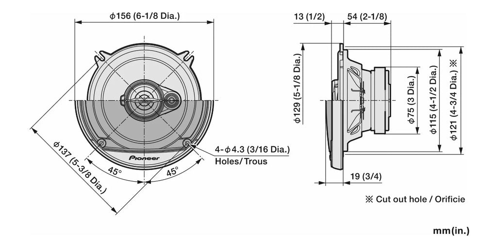 Pioneer TS-A1371F 5-1/4" 5.25" 300W Front Door & Overhead Speakers Fit 1997-2001 Jeep Cherokee