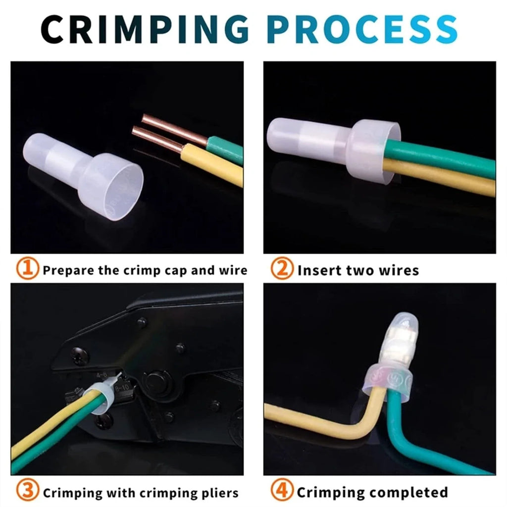 Quality Electrical Seamless Crimp Caps Nylon Connector 16-22 Gauge 200 Pcs Crimp Cap Nylon Connector