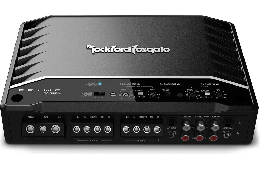 R2-300X4 Rockford Fosgate Prime 300W 4-Channel Class D Amplifier + 4-Ch Amp Kit