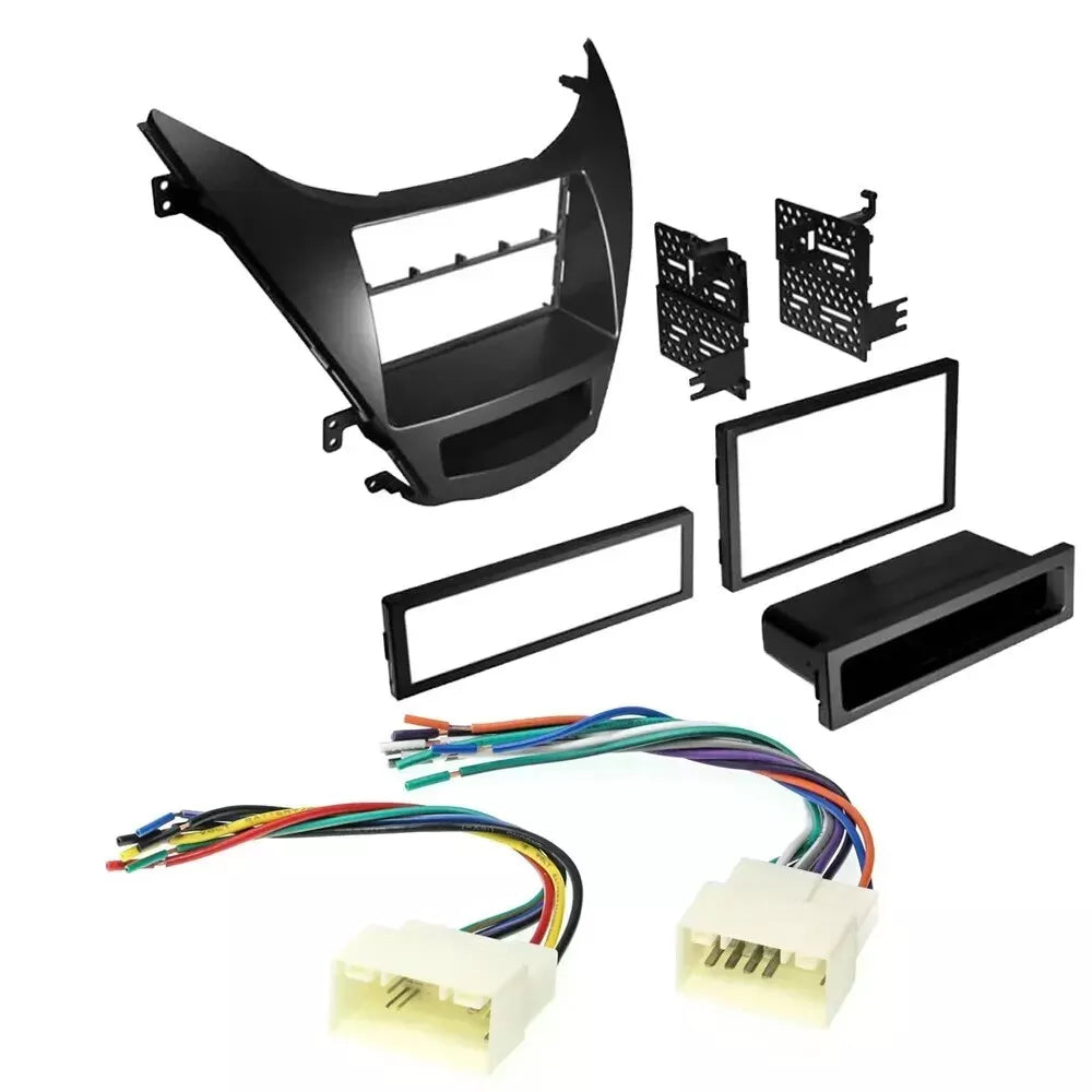 Single/Double DIN Car dash Install Kit fit 2011-2013 Hyundai Elantra & Harness