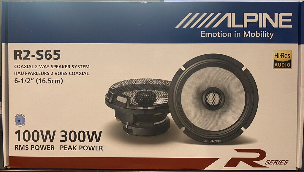 Alpine R-Series R2-S65 300 Watts 6.5" 2-Way Coaxial Car Audio Speakers