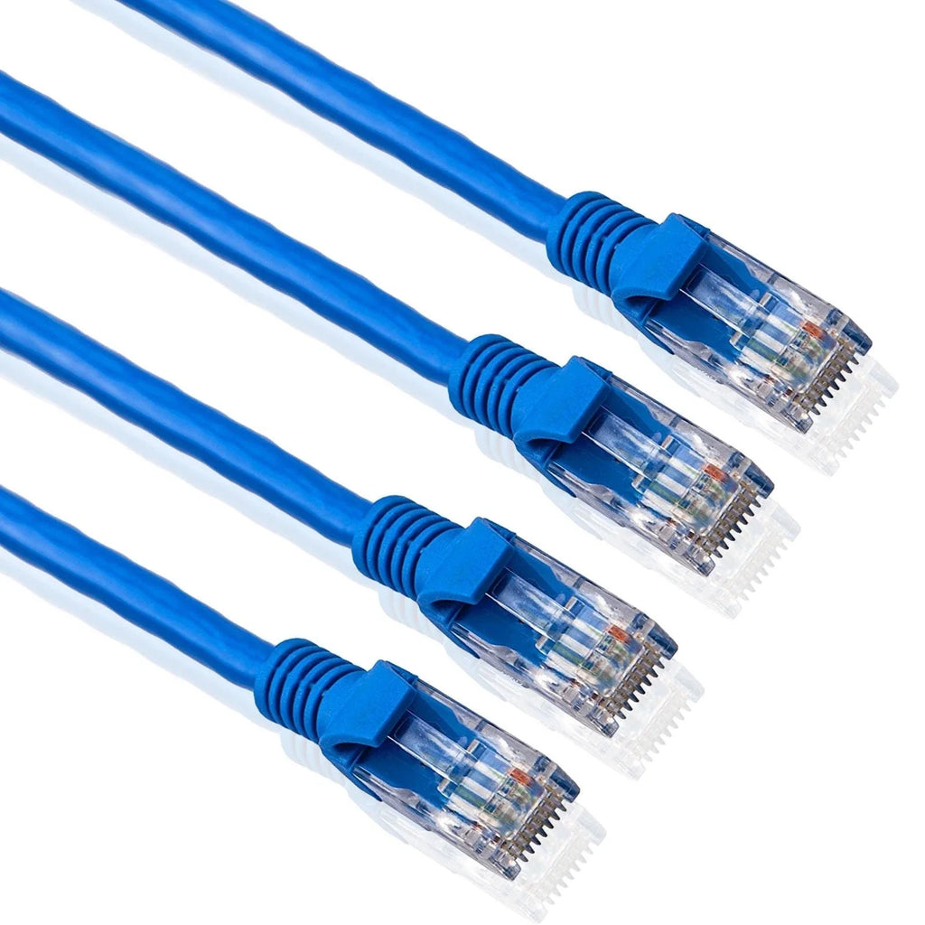 4 Cat6a Ethernet Network Patch Cable RJ45 23AWG 600Mhz Solid Copper Wire 3' Blue