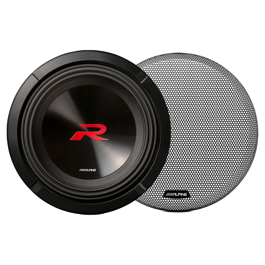 Alpine R2-W10D4 10" R-Series 4 Ohm 2250 Max DVC Car Audio Subwoofer + KTE-10G.3 Grill