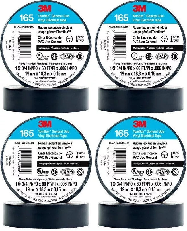 Temflex 1700 165 Vinyl Electrical Tape [Set of 4]