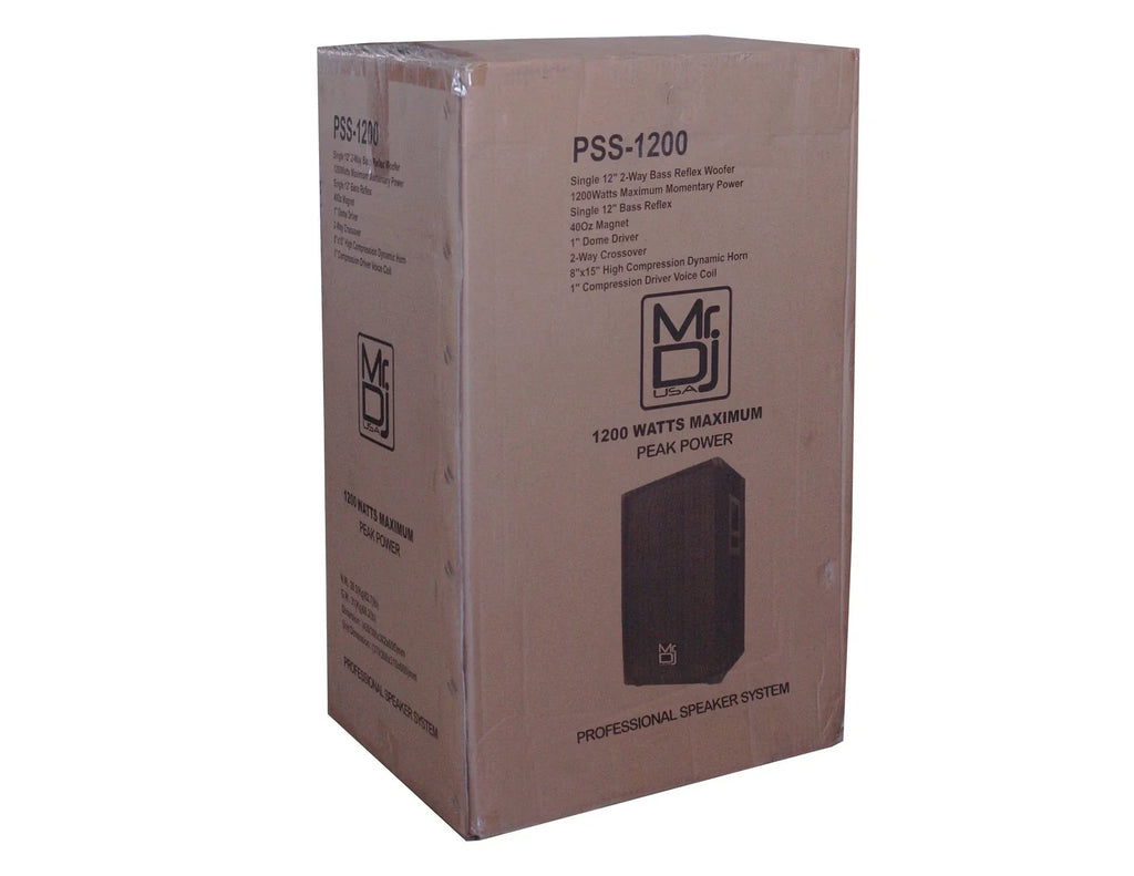 MR DJ PSS1200 Single 12" Passive 1200 Watts 2-Way DJ/PA PRO Audio Loudspeaker