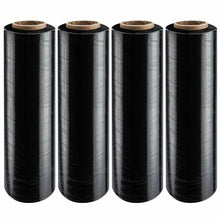 Charger l'image dans la galerie, 4Rolls 80 Gauge Black Stretch Film Shrink Pallet Wrap 18" X 1500 SQFT Heavy Duty