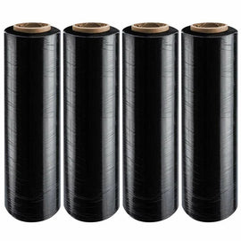 4Rolls 80 Gauge Black Stretch Film Shrink Pallet Wrap 18