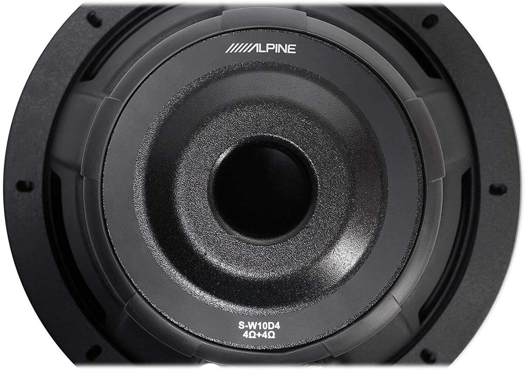 Alpine S-W10D4 Car Subwoofer<br/> 1800W Max, 600W RMS 10" S-Series Dual 4 Ohm Car Subwoofer