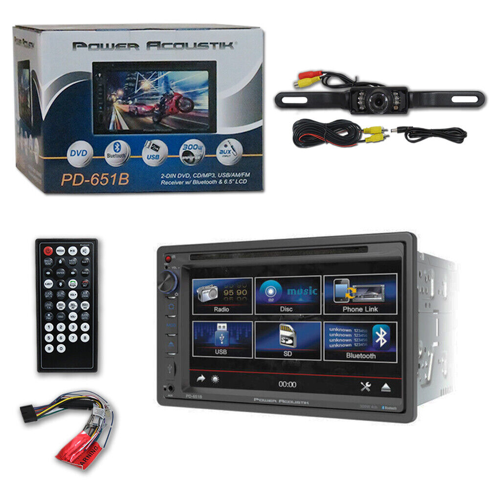 Power Acoustik PD-651B Double DIN Bluetooth In-Dash DVD/CD/AM/FM Car Stereo w/ 6.5" Touchscreen and SD/USB Reader & Rear View Camera