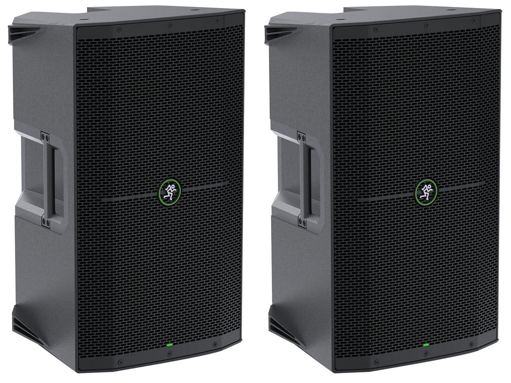 2 Mackie Thump 212 1400 watt 12" 2-way powered portable loudspeaker Speaker Stand 12 Feet XLR Cables