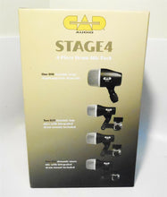 Charger l&#39;image dans la galerie, CAD Audio Stage4 4-Piece Drum Microphone Bundle with 3 Tripod Mic Stands &amp; 4 XLR Cables
