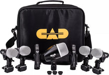 Load image into Gallery viewer, CAD Audio Stage7 7-Piece Drum Instrument Mic Carrying Case + 2 Mic Stands &amp; 2 Kick Stands + 7 XLR Mic Cables