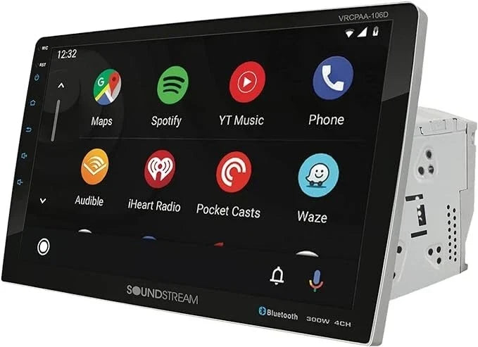 Soundstream VRCPAA-106MW 10.6" HD Touchscreen Display 2-DIN Digital Multimedia Video Receiver with Wireless Apple CarPlay