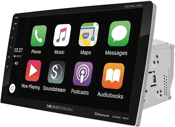 Soundstream VRCPAA-106MW 10.6" HD Touchscreen Display 2-DIN Digital Multimedia Video Receiver with Wireless Apple CarPlay