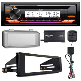 JVC KD-T92MBS Bluetooth CD AUX AM/FM Receiver Install Kit SiriusXM Tuner Harley Davidson Cover