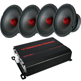 Cerwin Vega CVP1400.4 4 CH 1400W Amplifier & 2 PROMID65P 500W 6.5