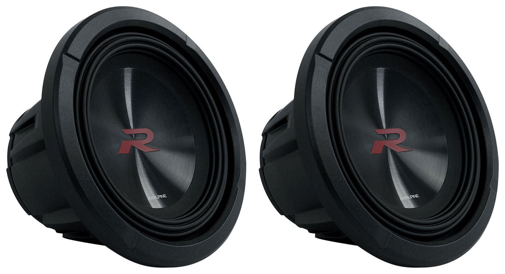 2 Alpine R2-W8D4 8" R Series 1,000 Watt Car Audio Subwoofer, 4 Ohm, Dual VC Sub