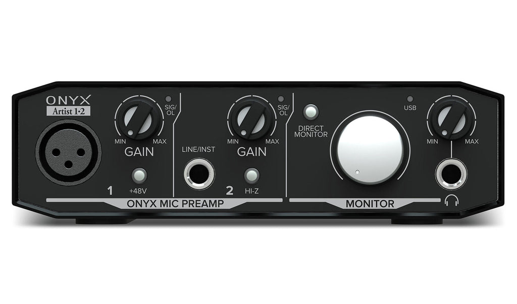 Mackie Onyx Artist 1·2 USB Audio Interface & CR8-XBT Monitors & 2 6-Feet 1/4" to 1/4" Cable