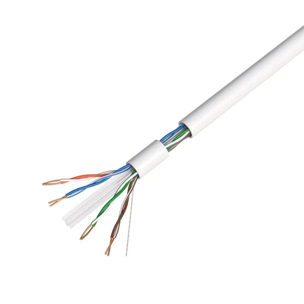 AT Cat6 Ethernet Cable 23AWG 600Mhz UL Bare Solid Copper Wire UTP 1000' White