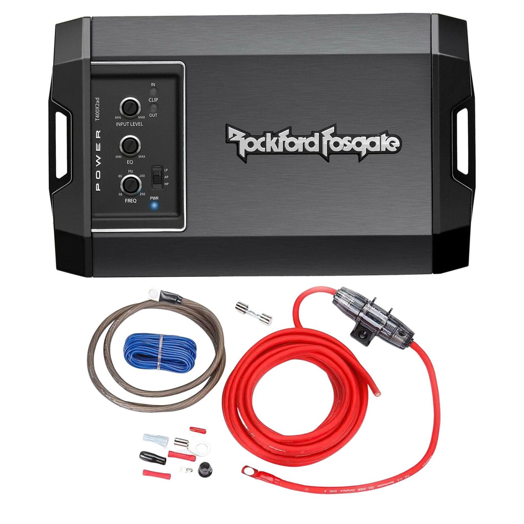 Rockford Fosgate T400X2AD 2Channel 400W Class AD Compact Amplifier + Amp Kit