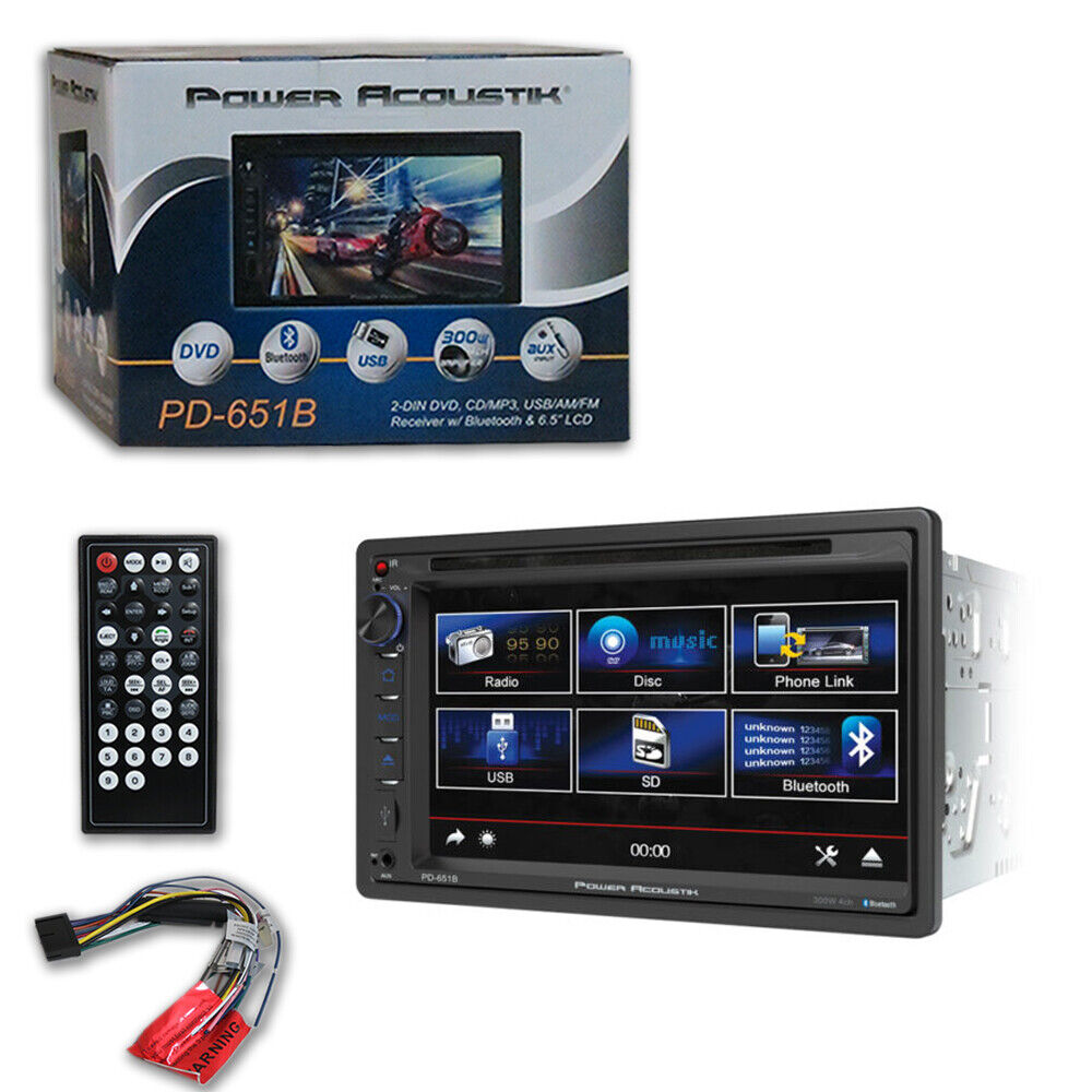 Power Acoustik PD-651B Double DIN Bluetooth In-Dash DVD/CD Car Stereo & Silver Rear View Camera