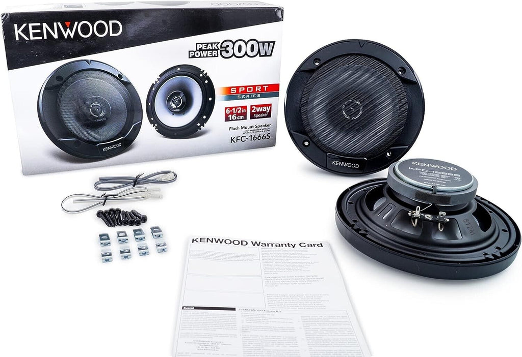 2 Pairs Kenwood KFC-1666S 600W 6.5" KFC 2-Way Coaxial Car Speakers + Magnet Phone Holder Bundle
