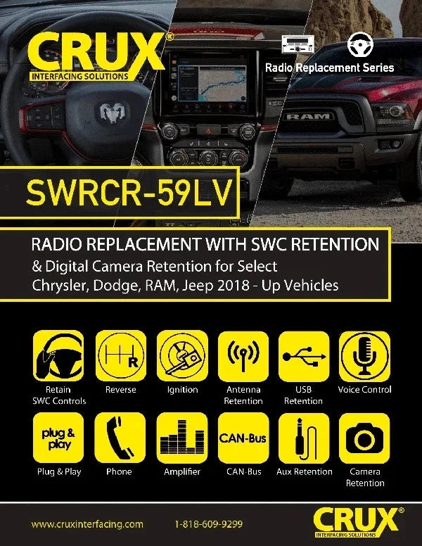 Crux SWRCR-59LV Interface Fit Select 20018-25 Chrysler Dodge Jeep Ram